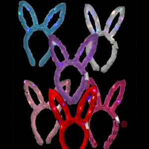 VINCHA OREJAS DE CONEJO LUMINOSA PELUCHE COLORES SURTIDOS X 12